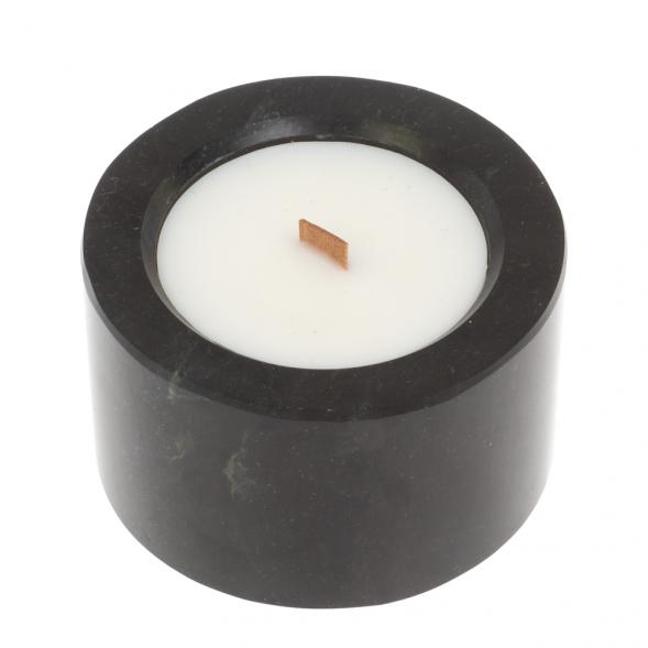 Свеча круглая из черного змеевика 7,3х7,3х4,5 см 126865