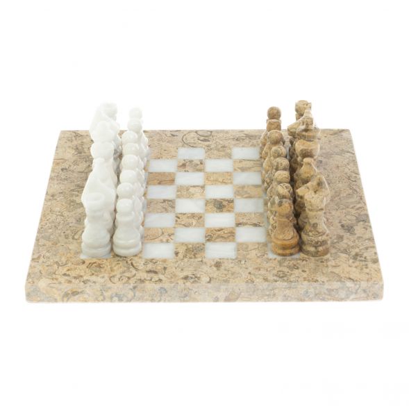 Шахматы &amp;quot;Сувенирные&amp;quot; из ракушечника и белого мрамора доска 20х20 см 128886