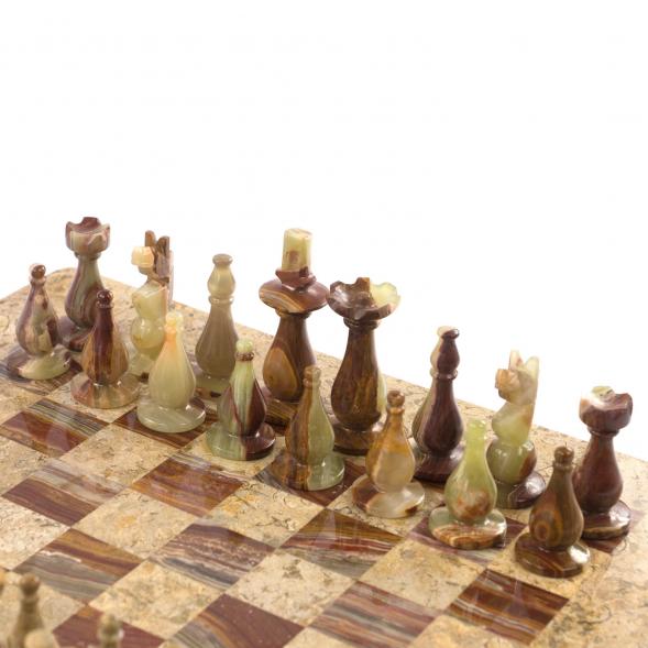 Декоративные шахматы &amp;quot;Игрок&amp;quot; доска 38х38 см камень оникс 121665