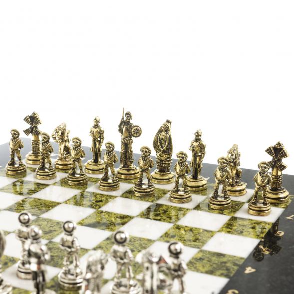 Шахматы &amp;quot;Дон Кихот&amp;quot; доска 28х28 см из камня мрамор змеевик 122684