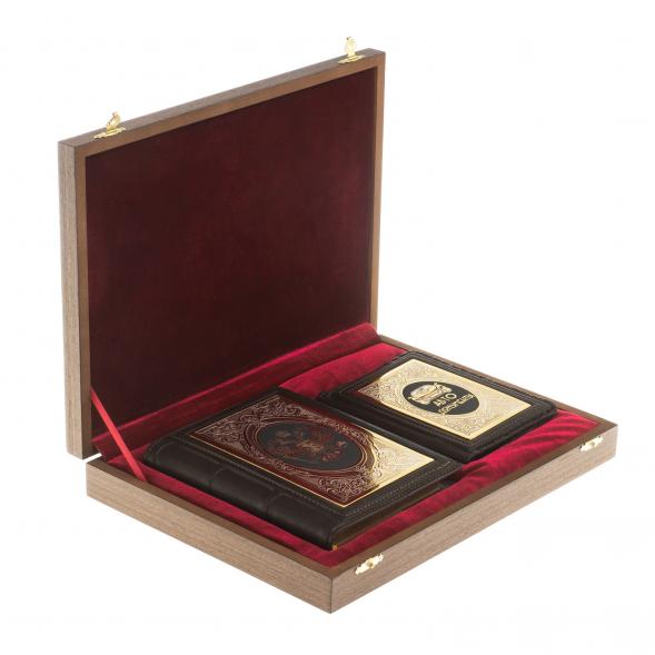 Подарочный набор &amp;quot;Автомобилист&amp;quot; обложка для автодокументов и ежедневник из коричневой кожи 123330