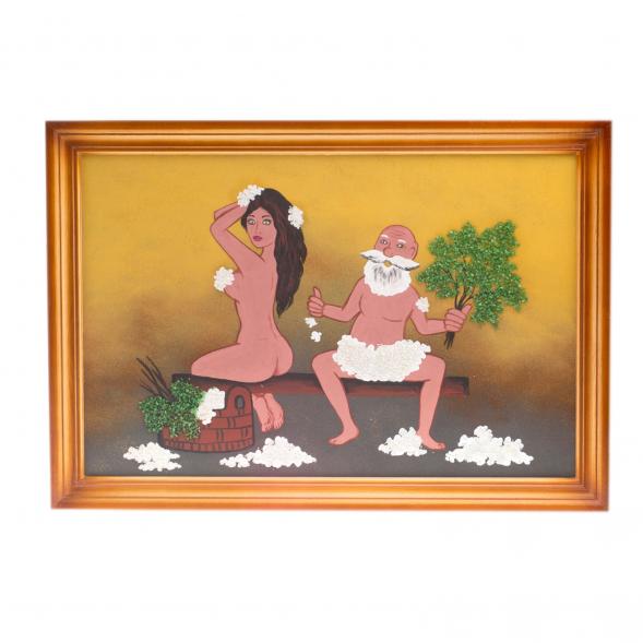 Картина &amp;quot;Банька&amp;quot; багет дерево 46х66 см из каменной крошки 124296