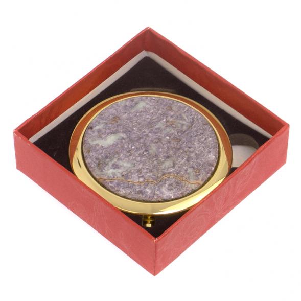 Карманное зеркальце камень лепидолит золото 125738