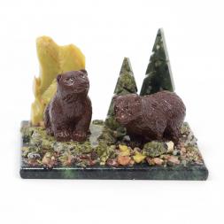 Сувенир "Мишки в бору" змеевик