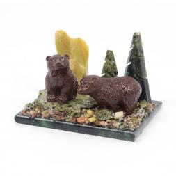 Сувенир "Мишки в бору" змеевик