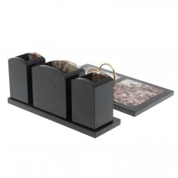 Настольный набор "Канцелярский" из креноида с часами