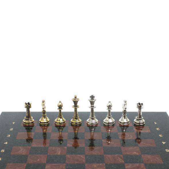 Шахматы с металлическими фигурами &amp;quot;Стаунтон&amp;quot; доска 28х28 см лемезит 127970