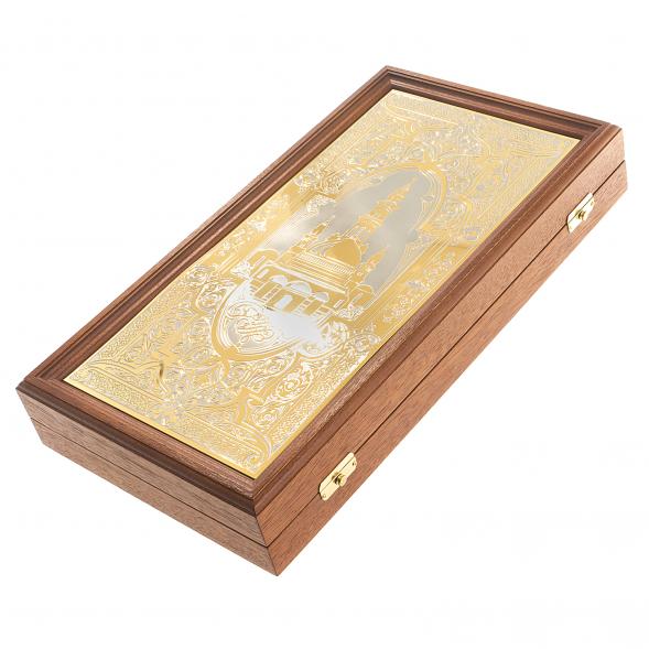 Настольные нарды &amp;quot;Восточные&amp;quot; с гравюрой камень лазурит Златоуст 123618