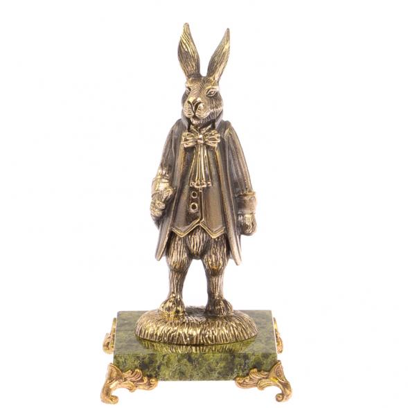 Статуэтка из бронзы &amp;quot;Кролик во фраке&amp;quot; на подставке из змеевика 125270