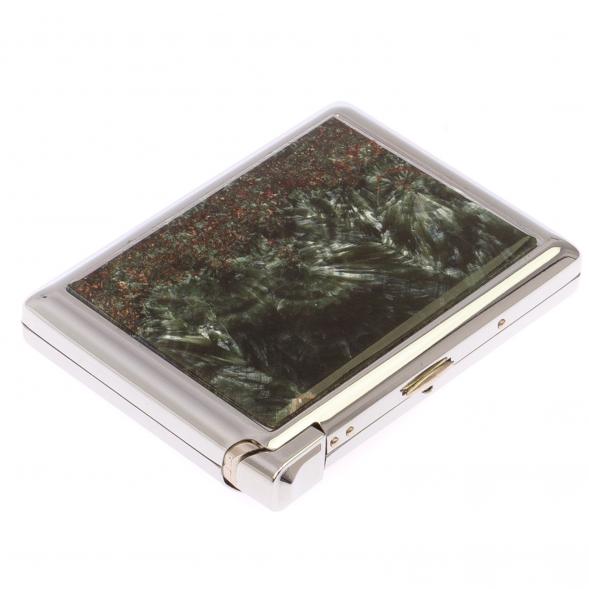 Портсигар на 20 сигарет с зажигалкой камень серафинит 125586