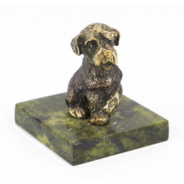Статуэтка &amp;quot;Собачка средняя №3&amp;quot; из бронзы и змеевика 117923
