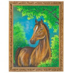 Картина &amp;quot;Лошадь&amp;quot; багет 36х46 см, каменная крошка