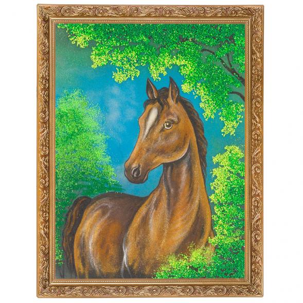 Картина &amp;quot;Лошадь&amp;quot; багет 36х46 см, каменная крошка 119334