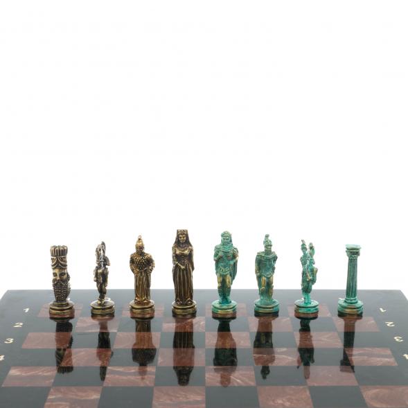 Шахматы &amp;quot;Александр Макендонский&amp;quot; фигуры бронза / патина доска 36х36 лемезит 128367