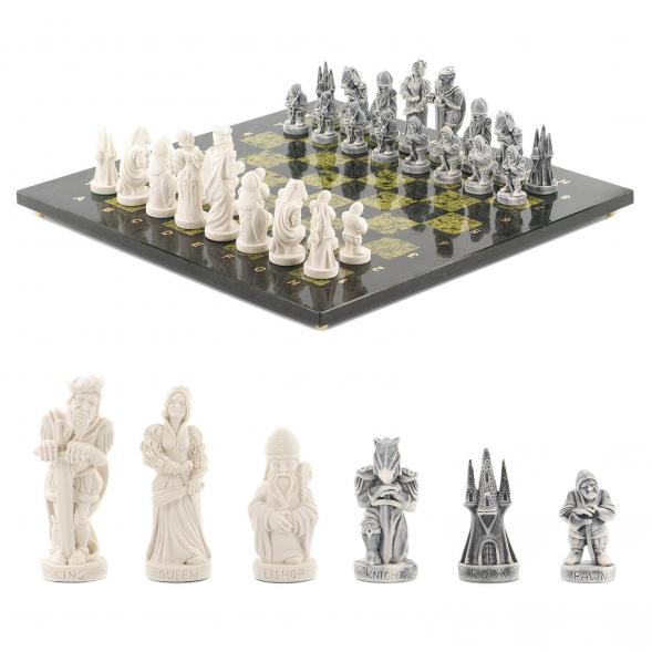 Подарочные шахматы &amp;quot;Средневековье&amp;quot; камень змеевик 40х40 см 119801