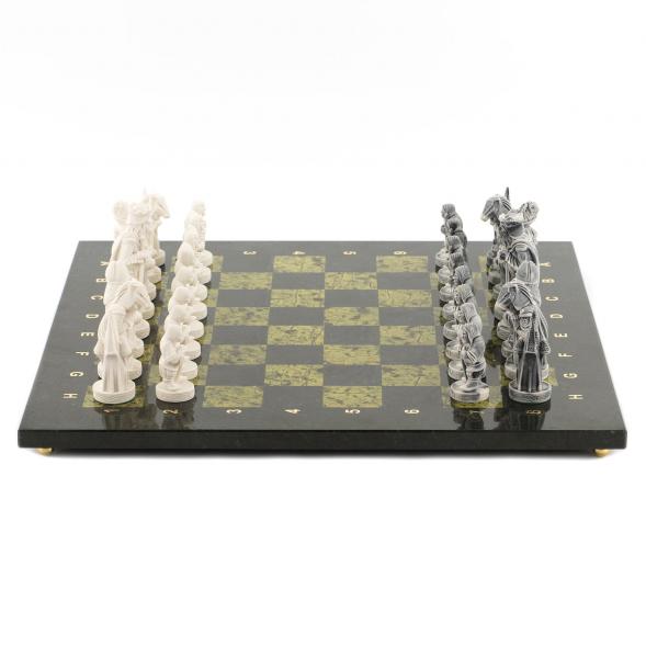 Подарочные шахматы &amp;quot;Средневековье&amp;quot; камень змеевик 40х40 см 119801