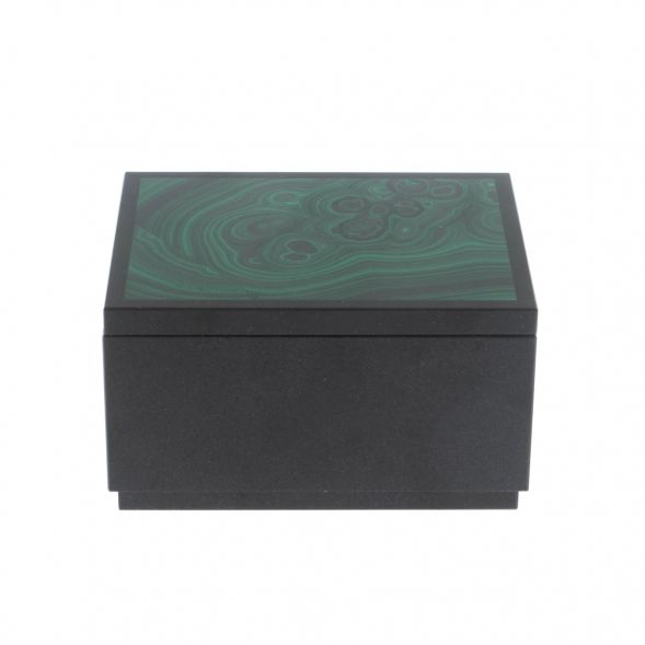 Шкатулка из малахита и долерита 10,5х8,5х6 см 128965
