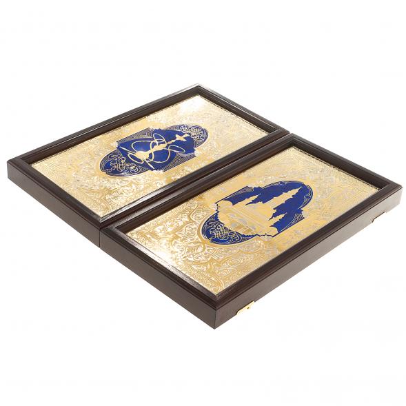 Подарочные нарды &amp;quot;Восточные&amp;quot; с эмалью камень лазурит Златоуст 123619