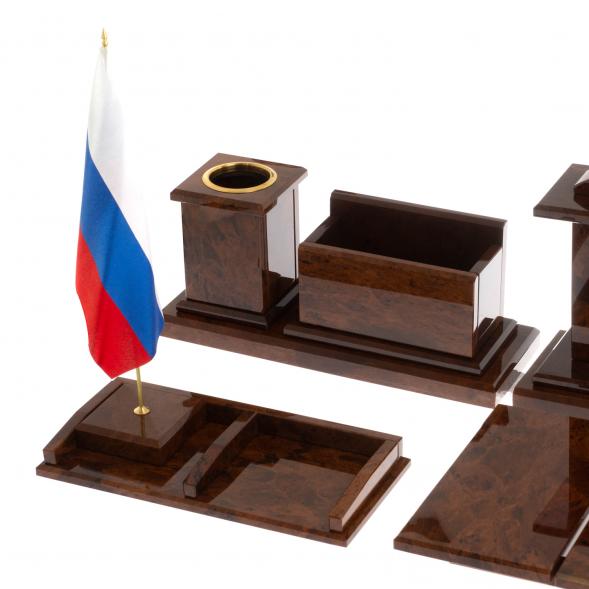 Письменный набор &amp;quot;Золотой&amp;quot; из коричневого обсидиана 126257