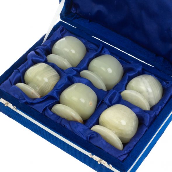 Набор рюмок 6 шт из светлого оникса в футляре 5х4,9 см (2х2) 128814