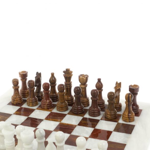 Каменные шахматы &amp;quot;Игрок&amp;quot; из белого мрамора и оникса 38х38 см 128888