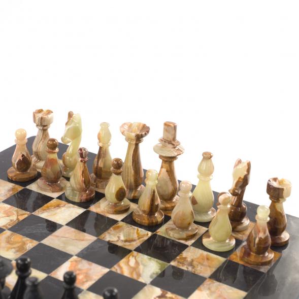 Декоративные шахматы из камня &amp;quot;Люкс&amp;quot; доска 38х38 см оникс мрамор 121668