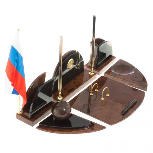 Письменный набор &amp;quot;Овальный&amp;quot; камень обсидиан 122375