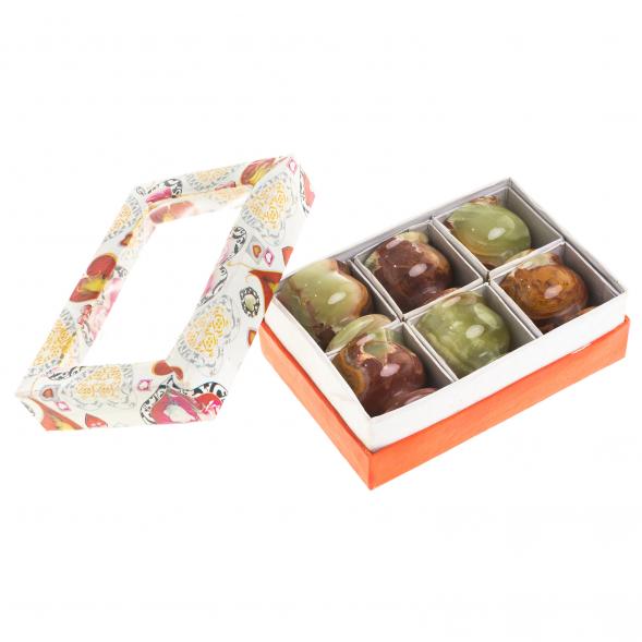 Набор рюмок из оникса 4,9х5 см 30 мл 6 шт в коробке (2х2) 121935