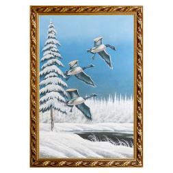 Картина "Гуси" багет 46х66 см, каменная крошка