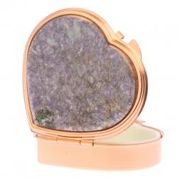 Таблетница "Сердце" на 3 отделения камень лепидолит красное золото