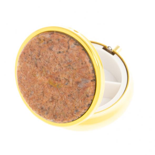 Таблетница на 3 отсека камень пегматит цвет золото 126716