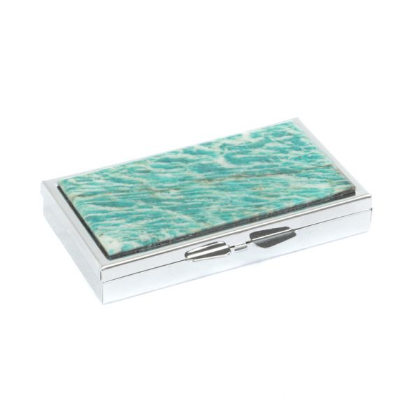 Таблетница на 7 отделений камень амазонит серебристая 127344