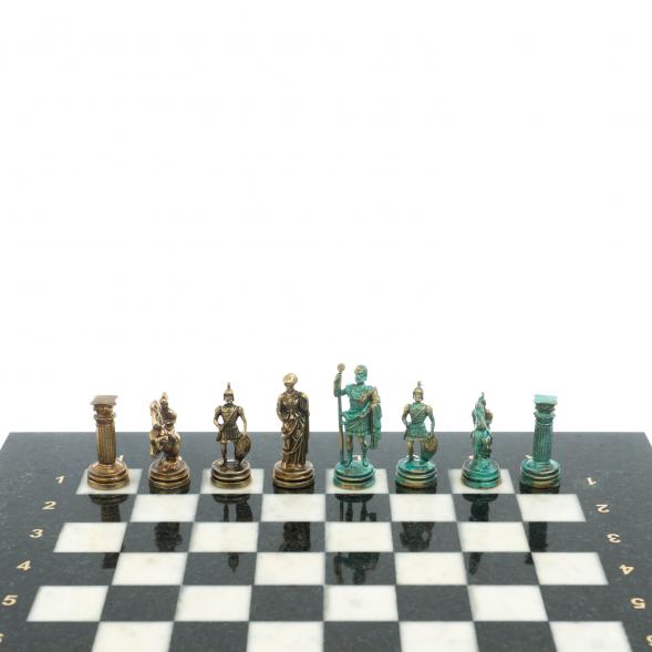 Шахматы &amp;quot;Римские воины&amp;quot; фигуры бронза / патина 28х28 см из мрамора 128205
