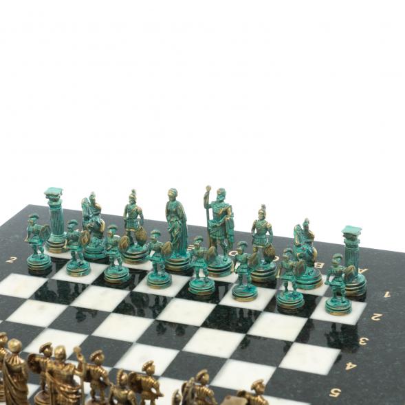 Шахматы &amp;quot;Римские воины&amp;quot; фигуры бронза / патина 28х28 см из мрамора 128205