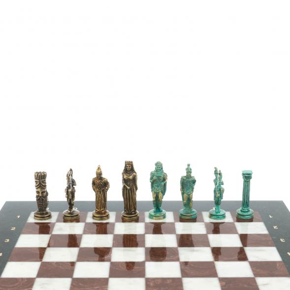 Шахматы &amp;quot;Александр Макендонский&amp;quot; фигуры бронза / патина доска 36х36 см лемезит мрамор 128368