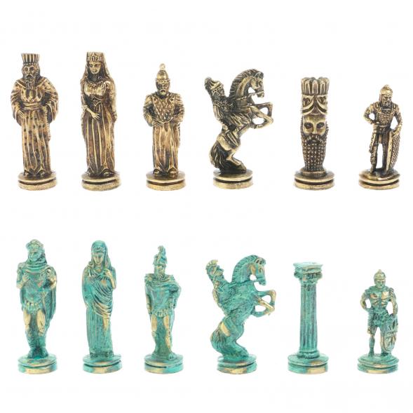 Шахматы &amp;quot;Александр Макендонский&amp;quot; фигуры бронза / патина доска 36х36 см лемезит мрамор 128368