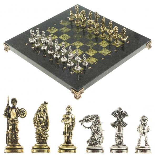 Шахматы &amp;quot;Дон Кихот&amp;quot; доска 28х28 см из камня змеевик 122688