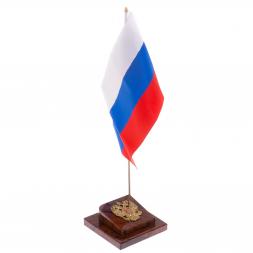 Флагшток "Герб РФ" из коричневого обсидиана 9х9х32 см