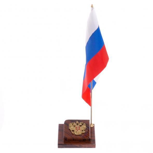 Флагшток &amp;quot;Герб РФ&amp;quot; из коричневого обсидиана 9х9х32 см 125817