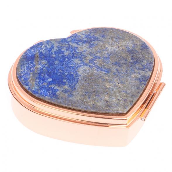 Таблетница &amp;quot;Сердце&amp;quot; на 3 отделения камень лазурит афганский цвет красное золото 125980
