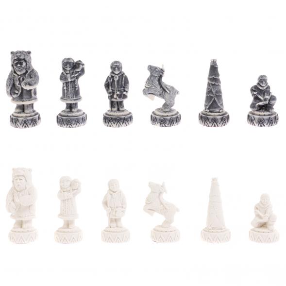 Шахматы &amp;quot;Северные народы&amp;quot; доска 40х40 см серый мрамор змеевик 126491