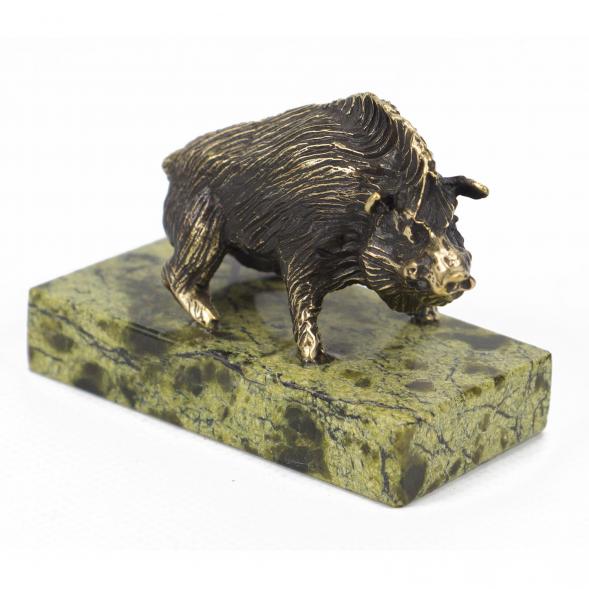 Статуэтка &amp;quot;Кабан&amp;quot; змеевик бронза патина 117927