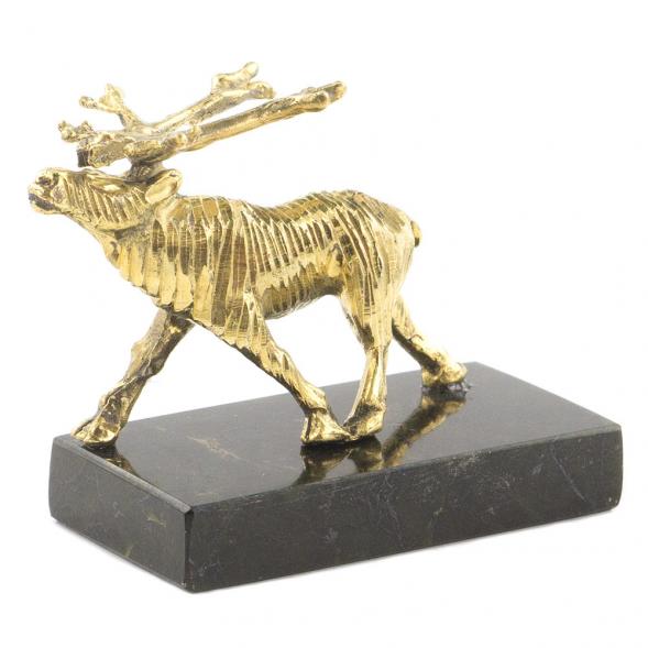 Статуэтка &amp;quot;Олень идет&amp;quot; малый змеевик бронза 120072