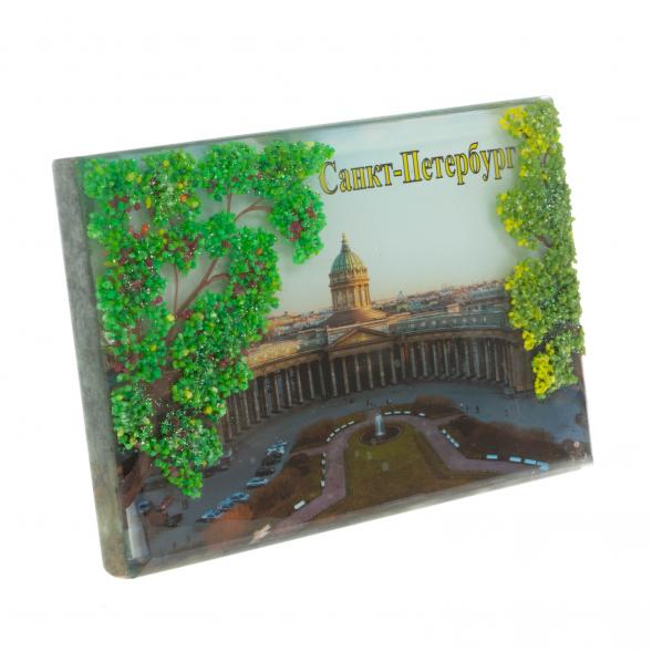 Настольное панно &amp;quot;Казанский собор&amp;quot; из змеевика 14х9х4,5 см 129472
