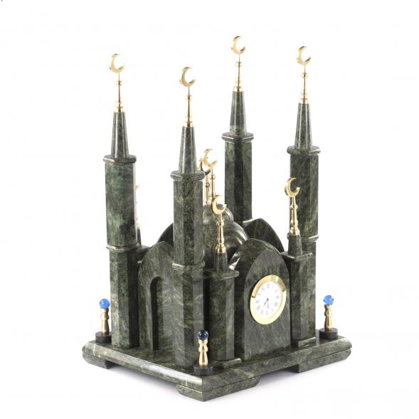 Декоративные часы из камня &amp;quot;Мечеть&amp;quot; змеевик 121386