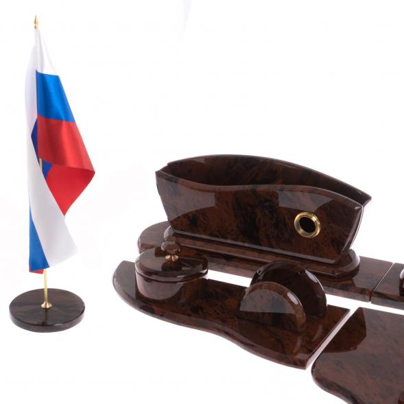 Письменный прибор &amp;quot;Арка&amp;quot; камень обсидиан коричневый 122344