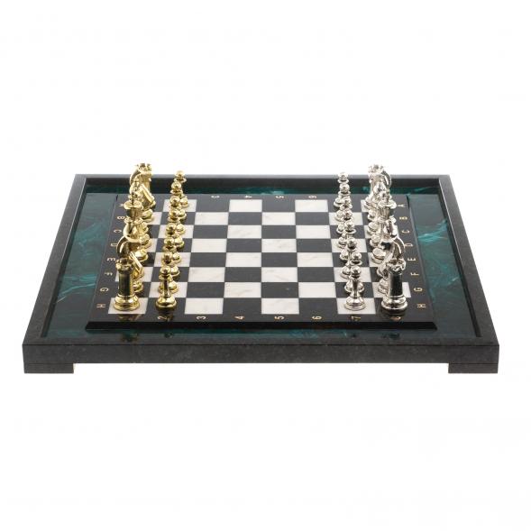 Шахматы из камня &amp;quot;Стаунтон&amp;quot; доска 47х47 см фигуры металлические 124545