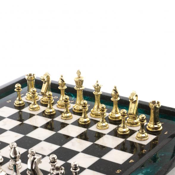 Шахматы из камня &amp;quot;Стаунтон&amp;quot; доска 47х47 см фигуры металлические 124545