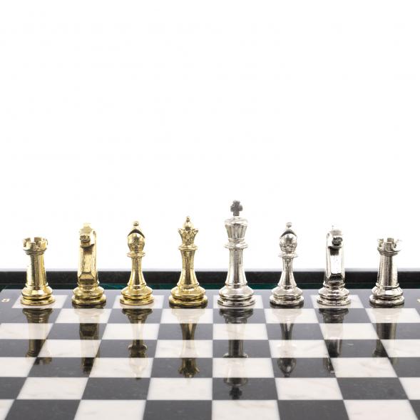 Шахматы из камня &amp;quot;Стаунтон&amp;quot; доска 47х47 см фигуры металлические 124545