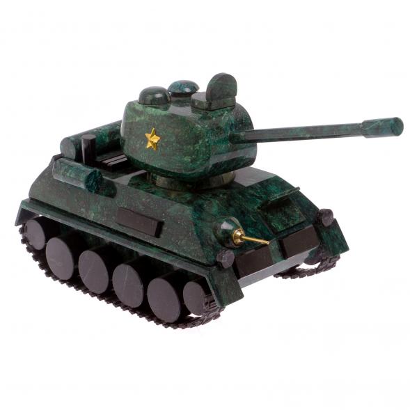 Сувенир из камня змеевик &amp;quot;Танк Т-34&amp;quot; на постаменте 126109